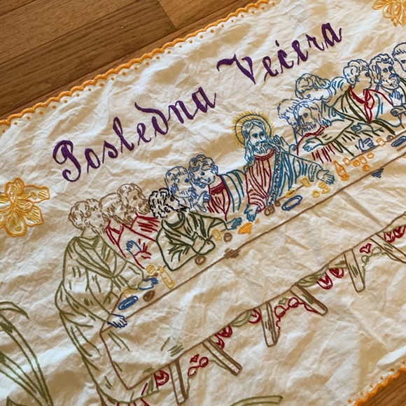 The Last Supper Posledna Vecera linen embroidery - Picture 2 of 9